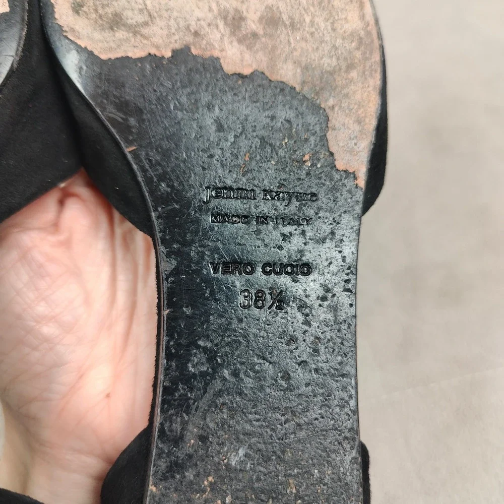 Jenni Kayne‎ Suede D'Orsay Flats Womens 38.5 8.5 Black Pointed Toe Made in Italy